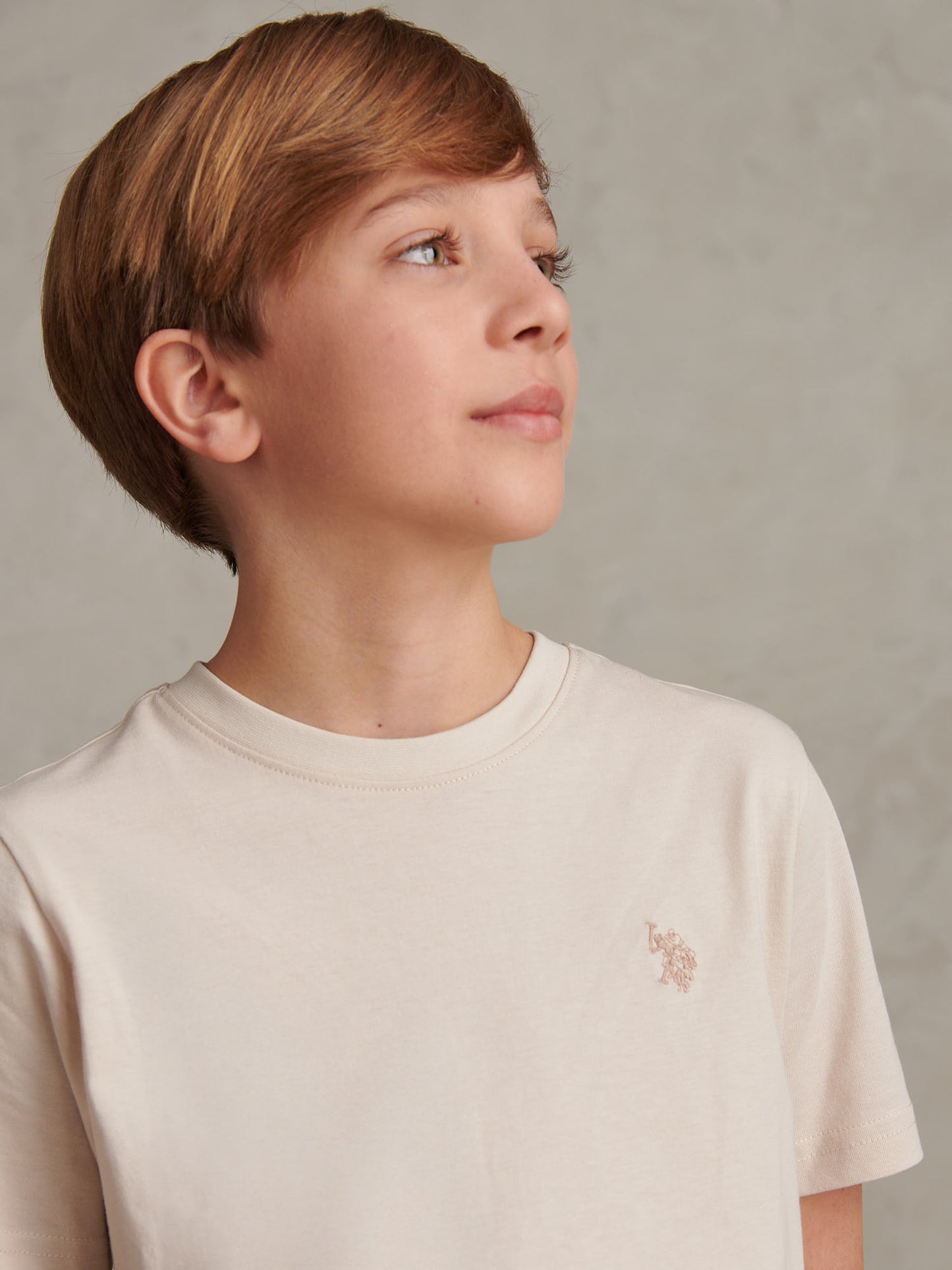 Boys Texture Double Horsemen T-Shirt Beige