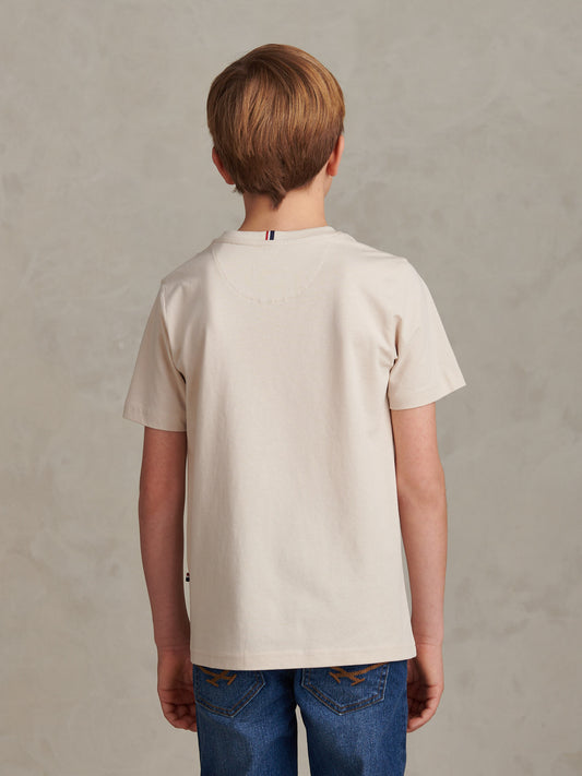 Boys Texture Double Horsemen T-Shirt Beige