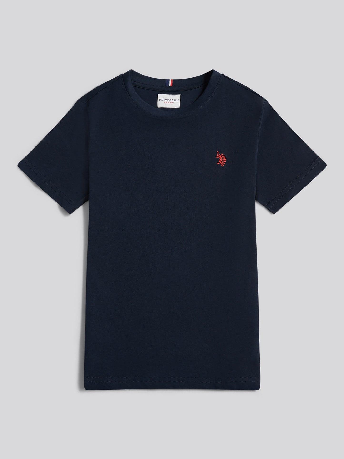 Boys Texture Double Horsemen T-Shirt in Dark Sapphire Navy / Haute Red DHM