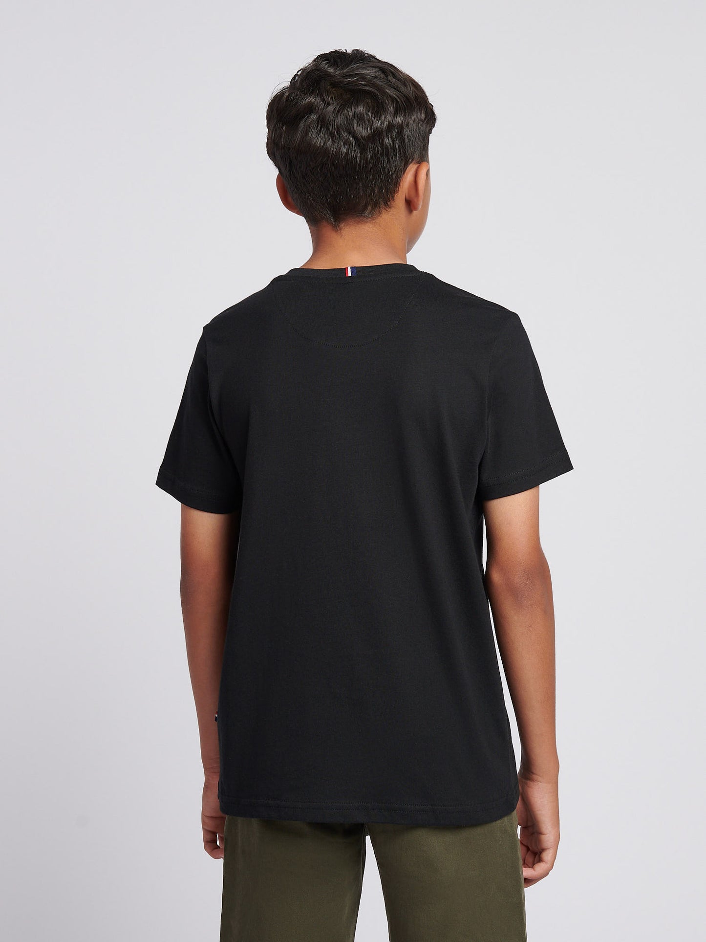 Boys Texture Double Horsemen T-Shirt in Black Bright White DHM