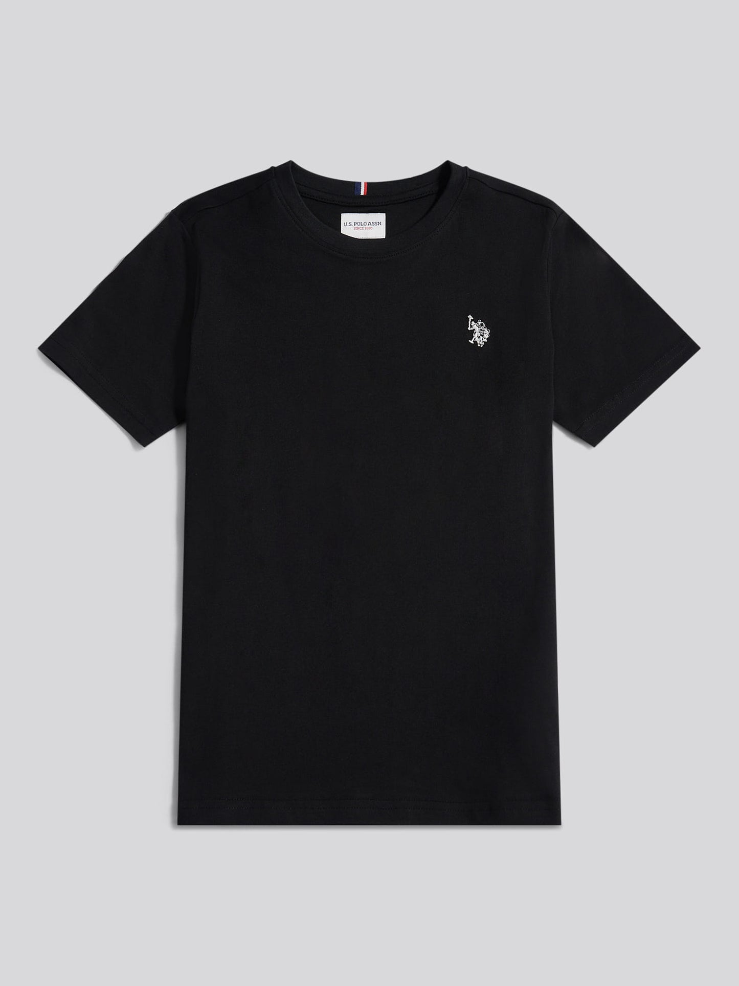 Boys Texture Double Horsemen T-Shirt in Black Bright White DHM