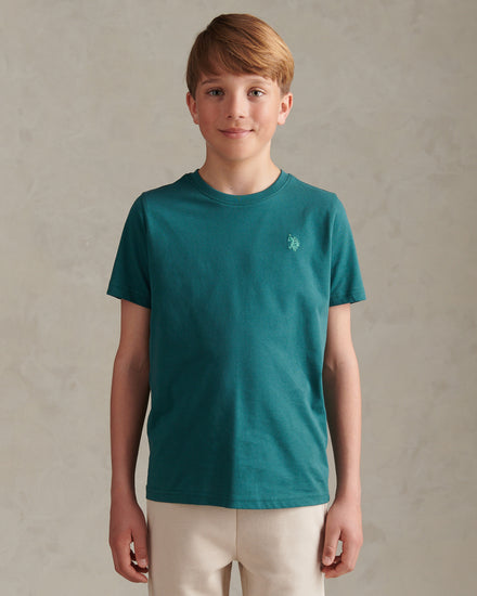 Boys Texture Double Horsemen T-Shirt Mediterranea