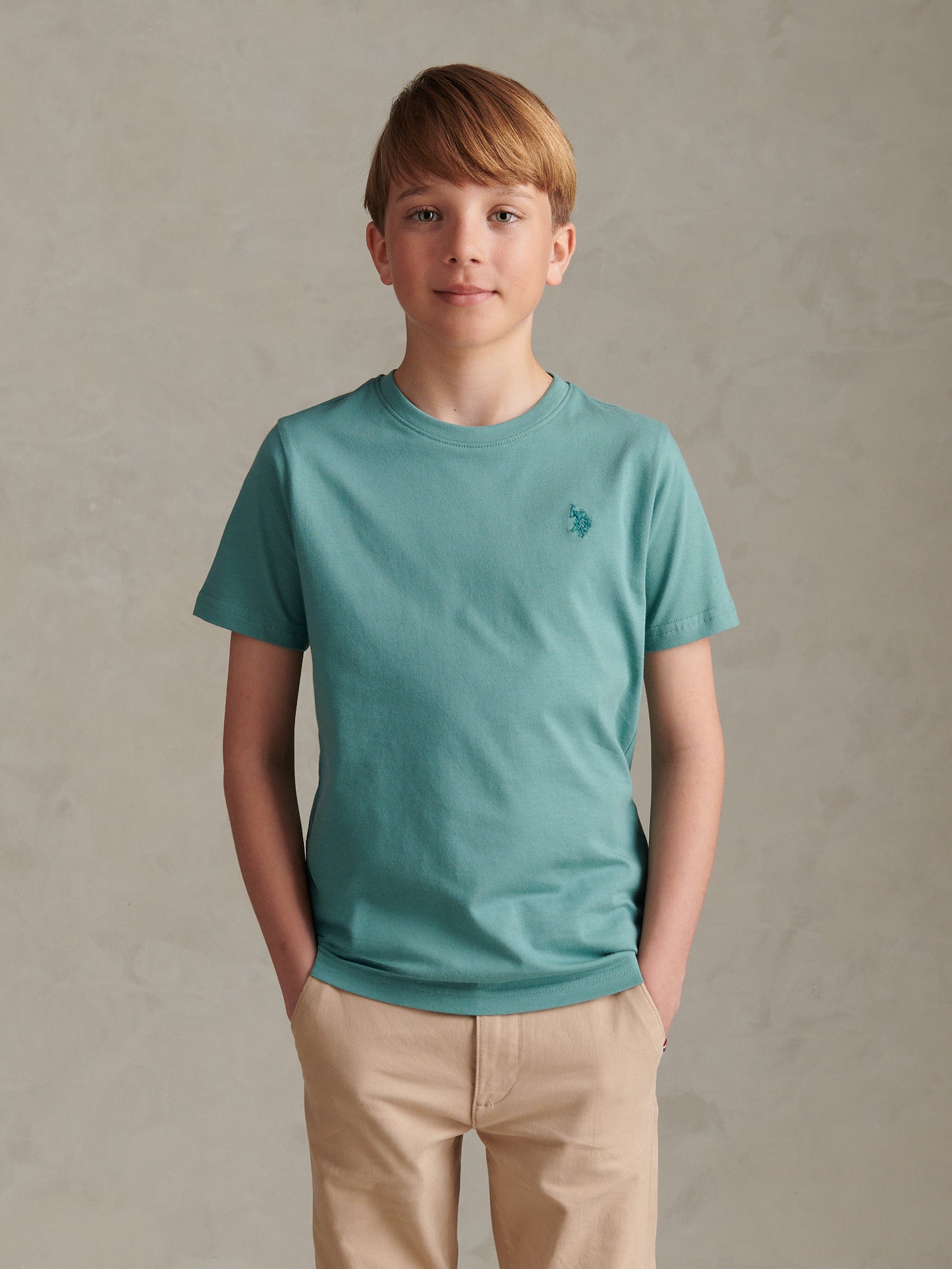 Boys Texture Double Horsemen T-Shirt Arctic