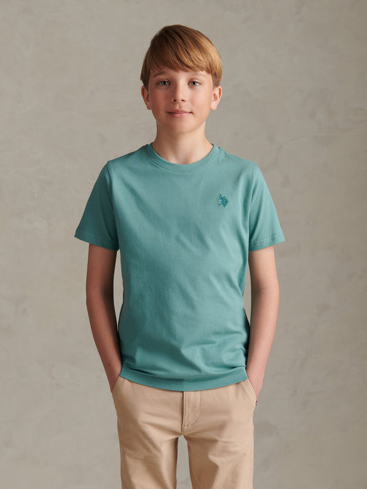 Boys Texture Double Horsemen T-Shirt Arctic
