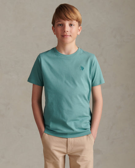 Boys Texture Double Horsemen T-Shirt Arctic