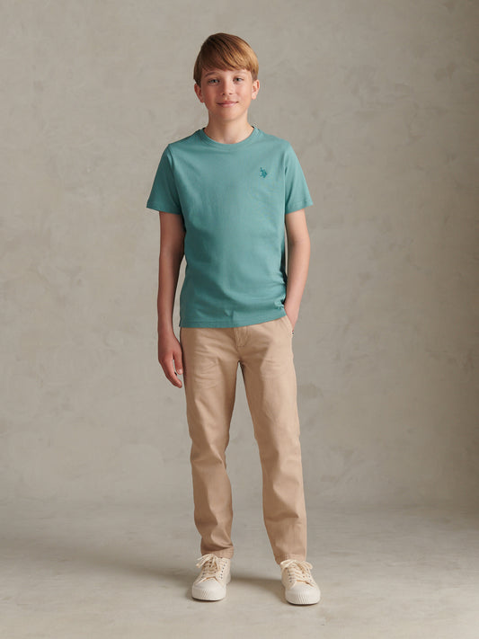 Boys Texture Double Horsemen T-Shirt Arctic