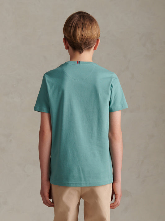 Boys Texture Double Horsemen T-Shirt Arctic