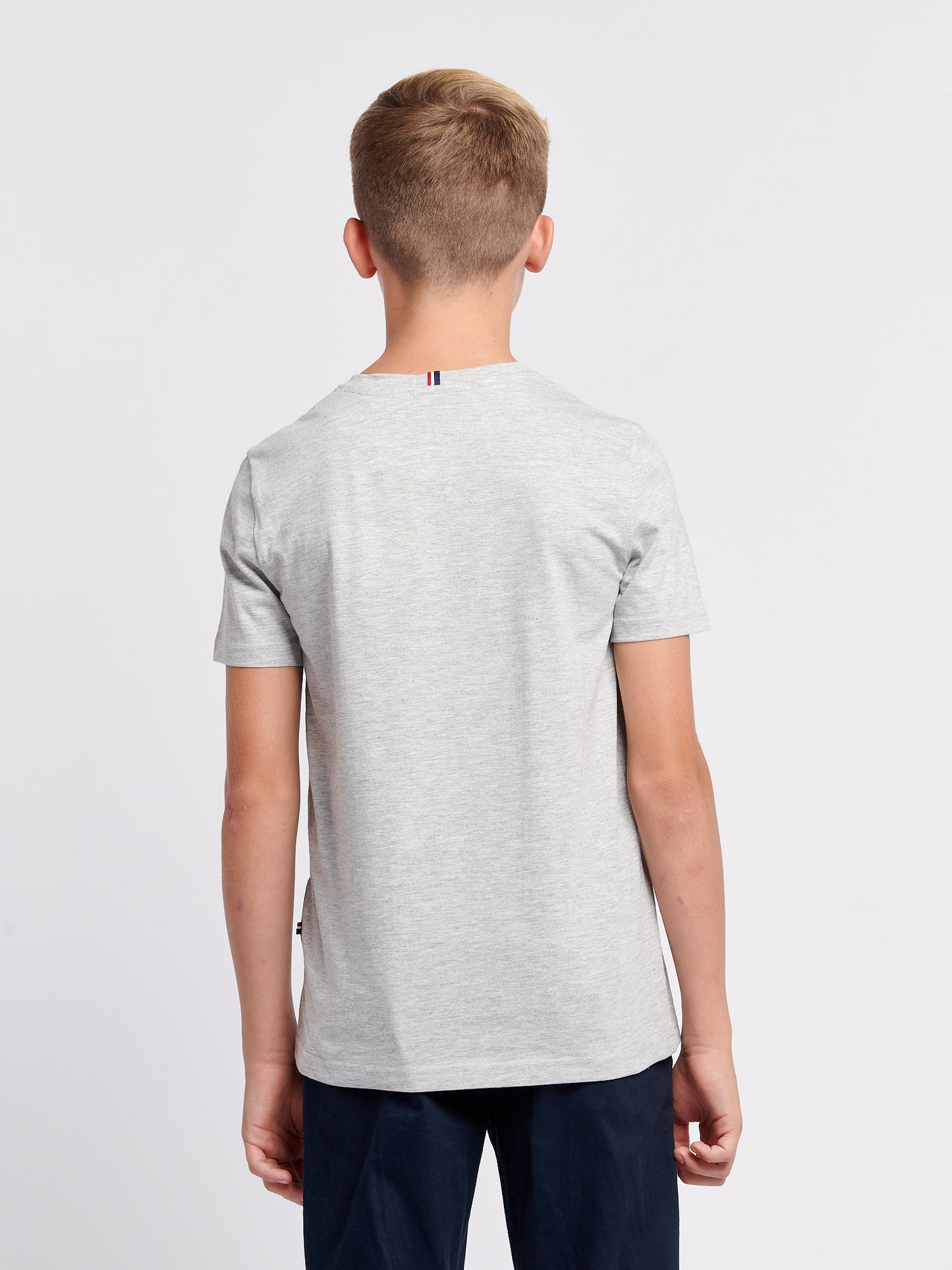 Boys Texture Double Horsemen T-Shirt in Mid Grey Marl