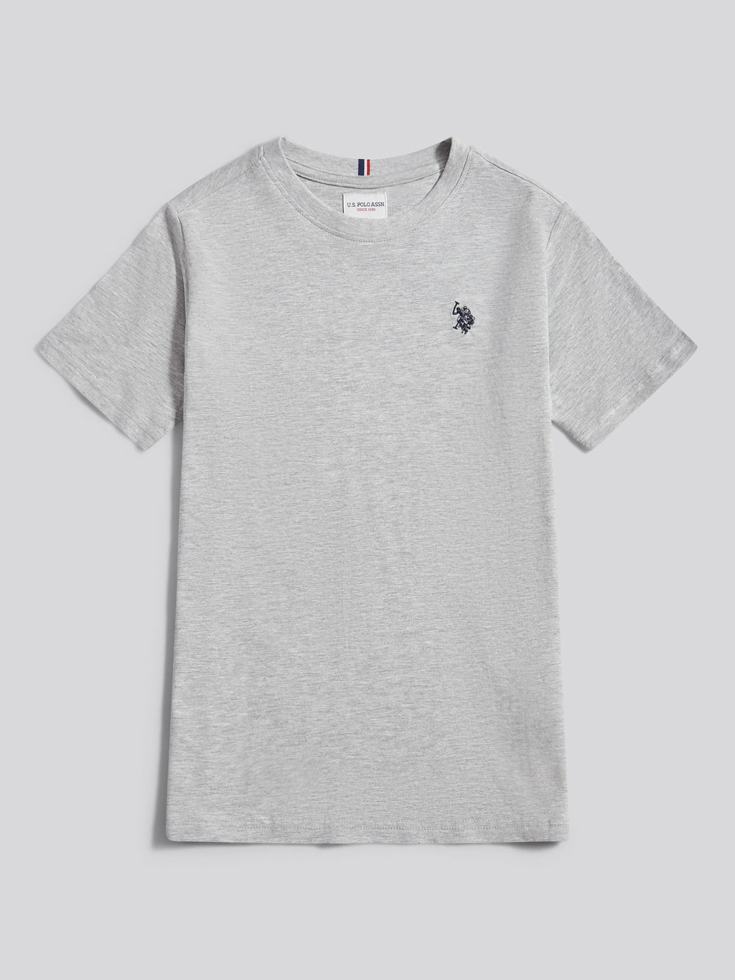 Boys Texture Double Horsemen T-Shirt in Mid Grey Marl