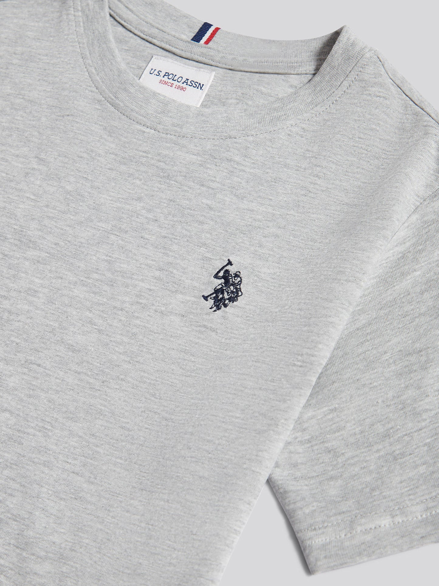 Boys Texture Double Horsemen T-Shirt in Mid Grey Marl