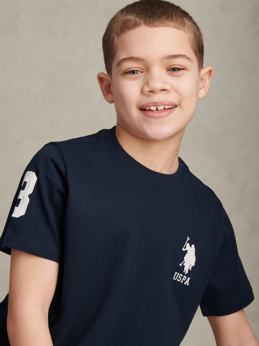 Boys Player 3 T-Shirt Dark Sapphire Navy / White DHM