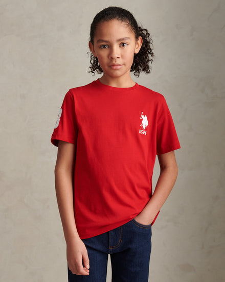Boys Player 3 T-Shirt Black Haute Red DHM