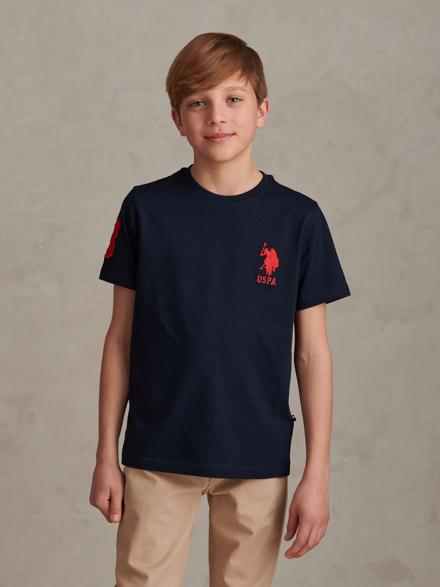 Boys Player 3 T-Shirt Dark Sapphire Navy / Haute Red DHM