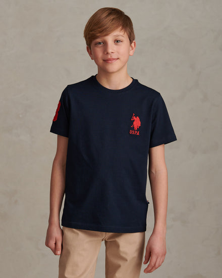 Boys Player 3 T-Shirt Dark Sapphire Navy / Haute Red DHM