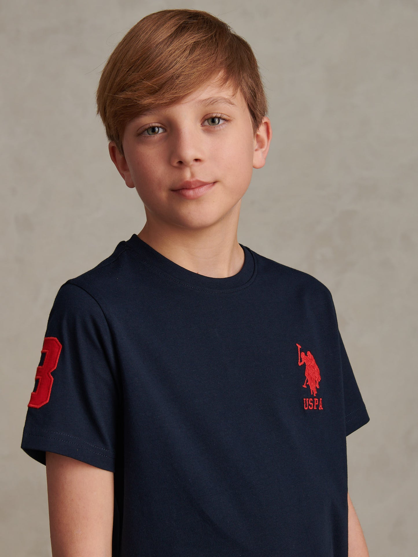 Boys Player 3 T-Shirt Dark Sapphire Navy / Haute Red DHM