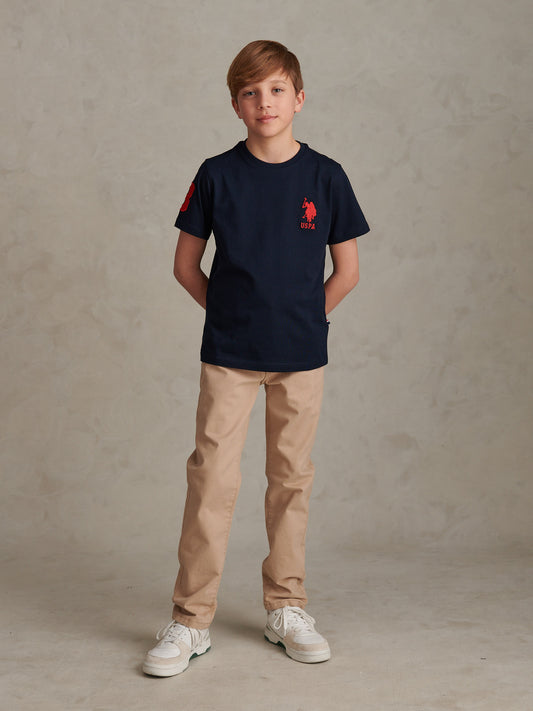 Boys Player 3 T-Shirt Dark Sapphire Navy / Haute Red DHM