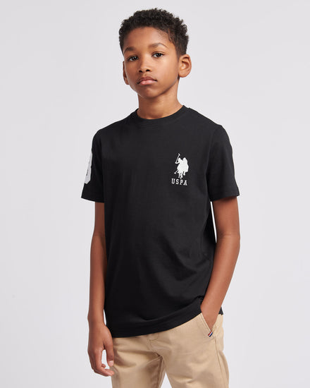 Boys Player 3 T-Shirt in Black Bright White DHM