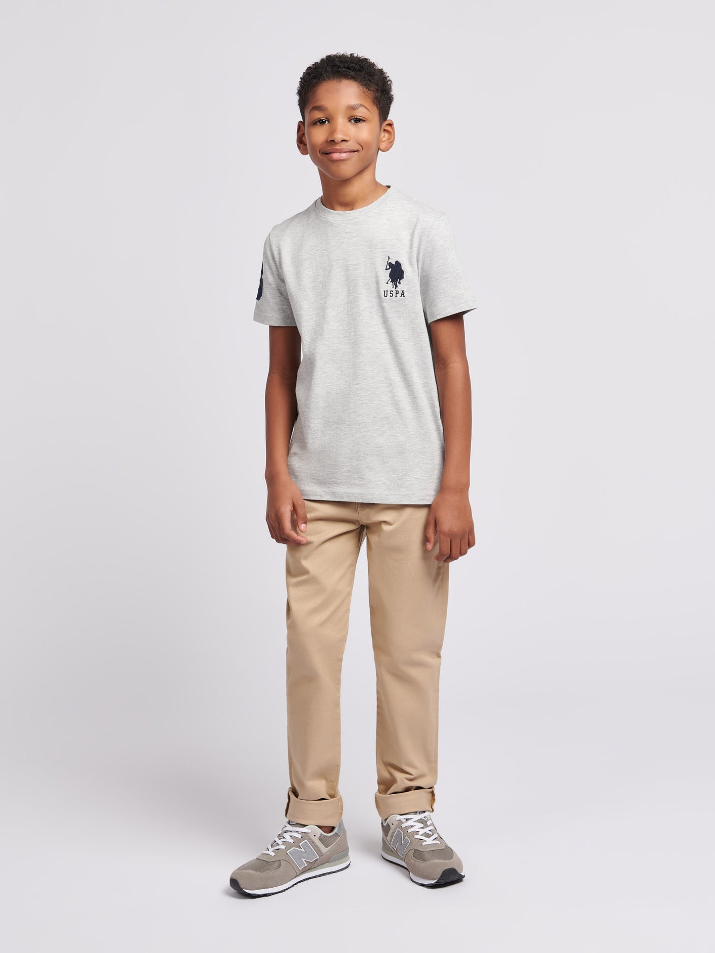Boys Player 3 T-Shirt in Mid Grey Marl