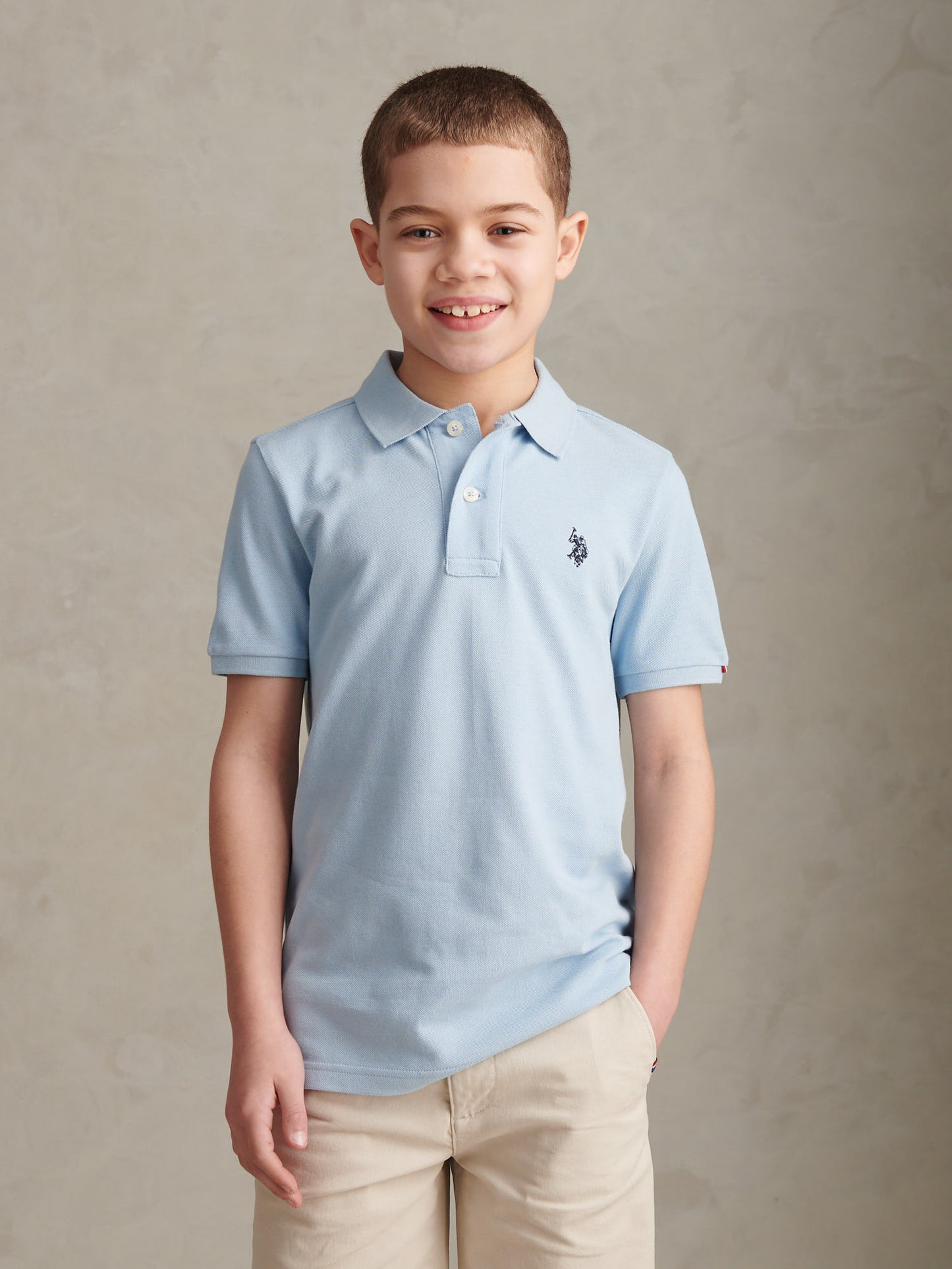Boys Double Horsemen Polo Shirt Chambray Blue