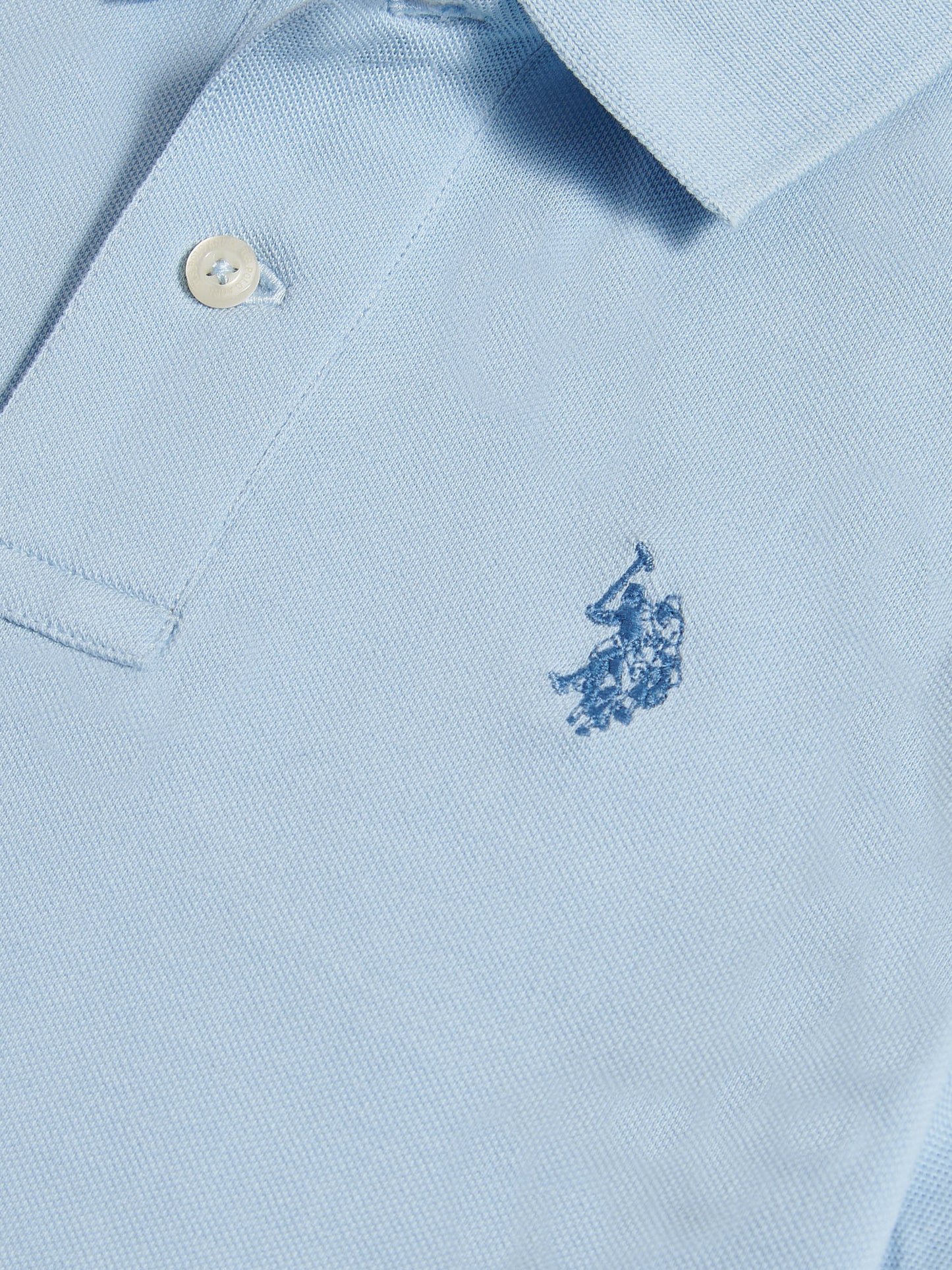 Boys Double Horsemen Polo Shirt in Chambray Blue