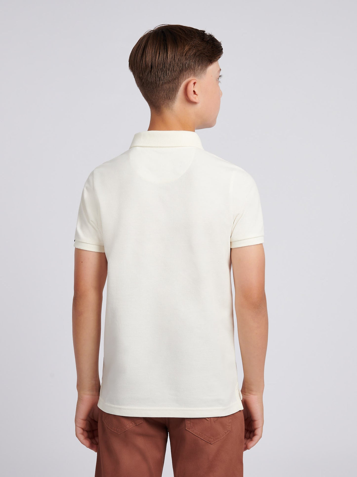 Boys Double Horsemen Polo Shirt in Whisper White