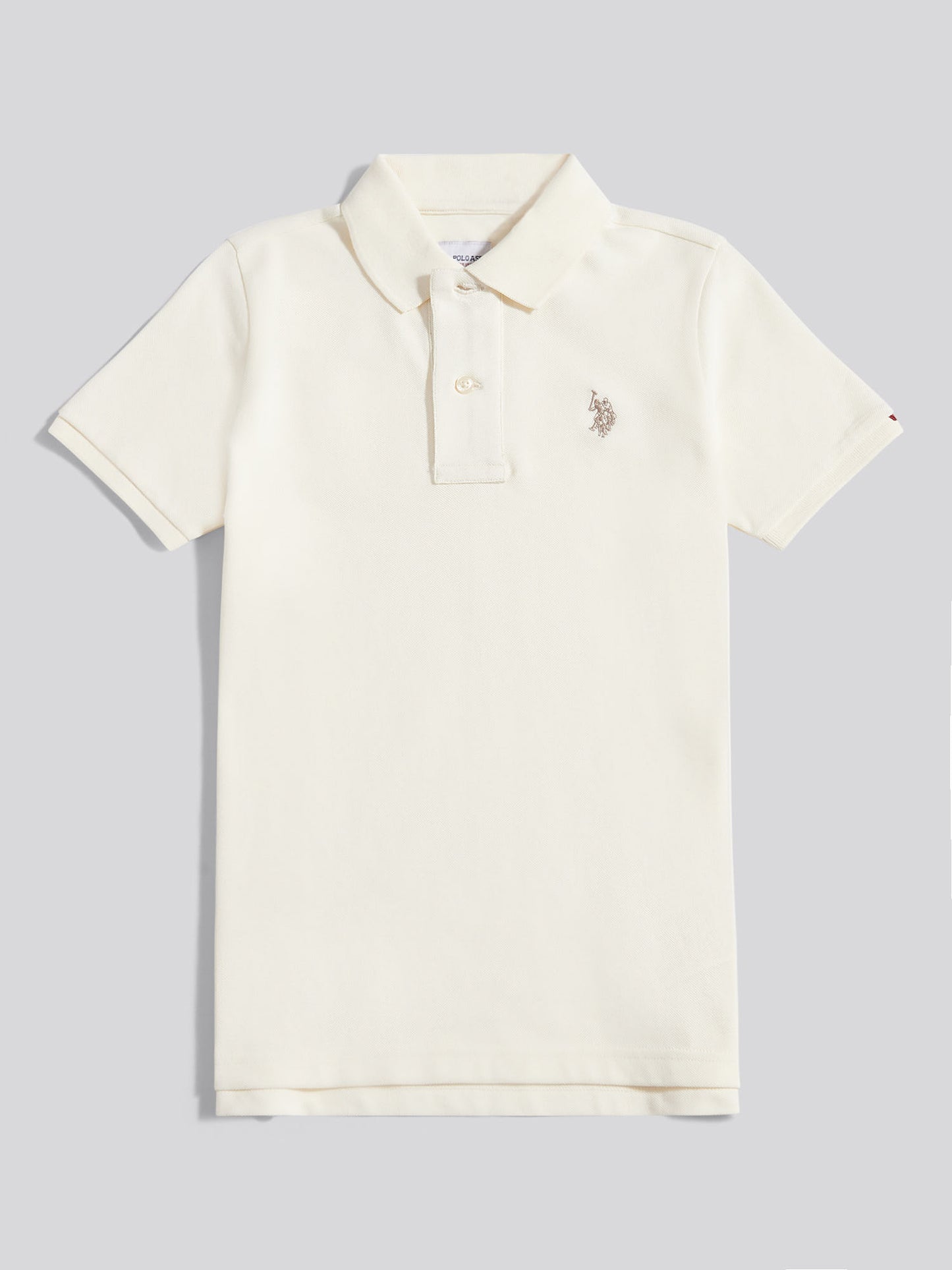 Boys Double Horsemen Polo Shirt in Whisper White