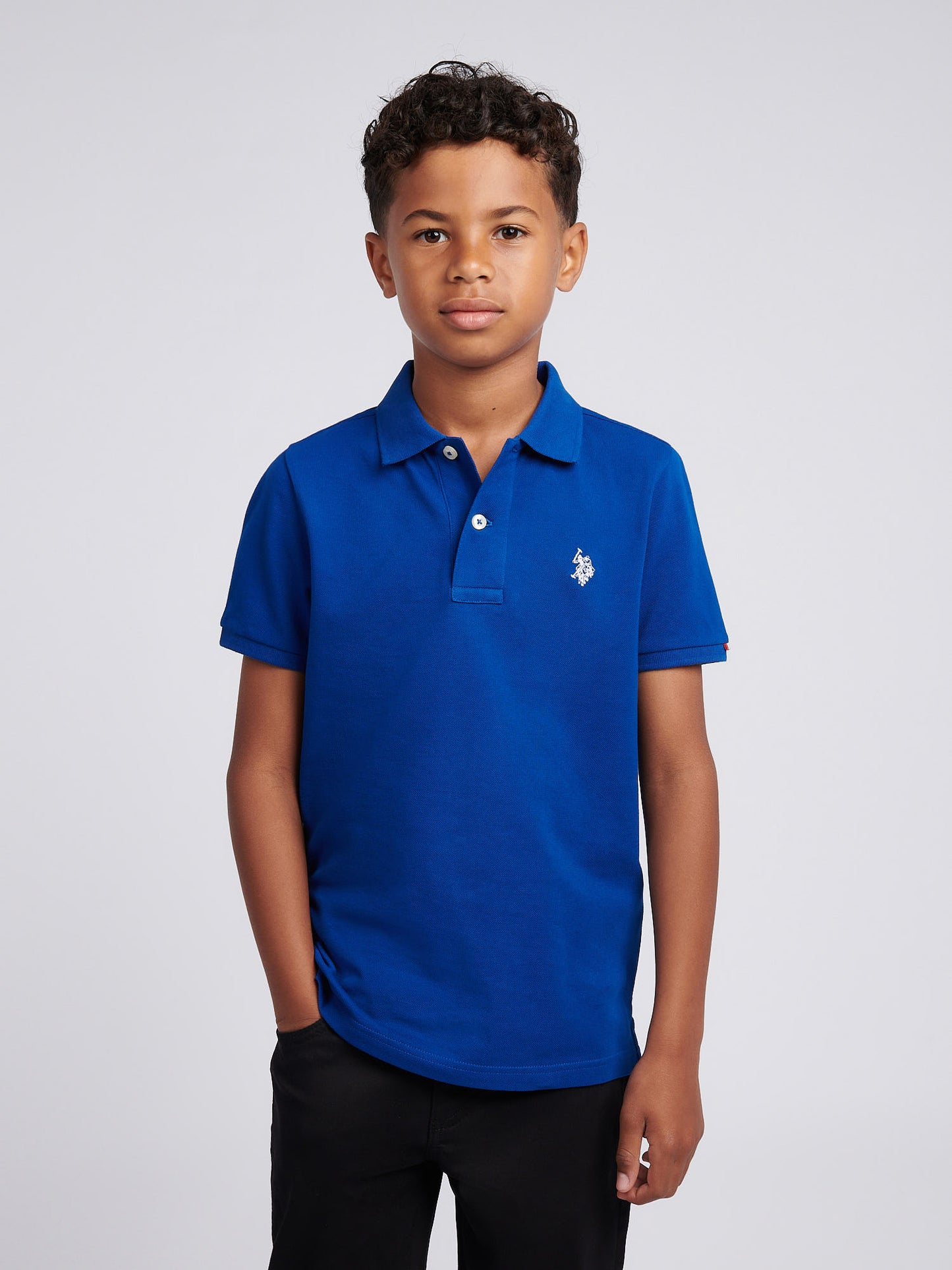 Boys Double Horsemen Polo Shirt in Sodalite Blue