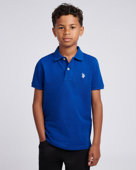 Boys Double Horsemen Polo Shirt in Sodalite Blue