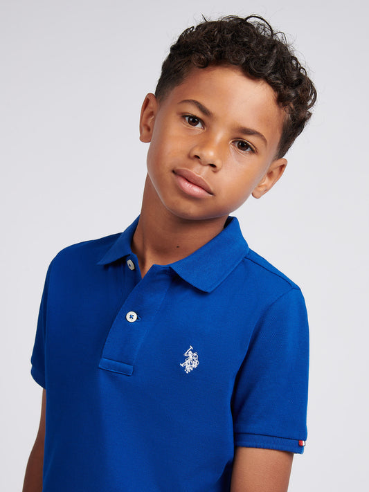 Boys Double Horsemen Polo Shirt in Sodalite Blue