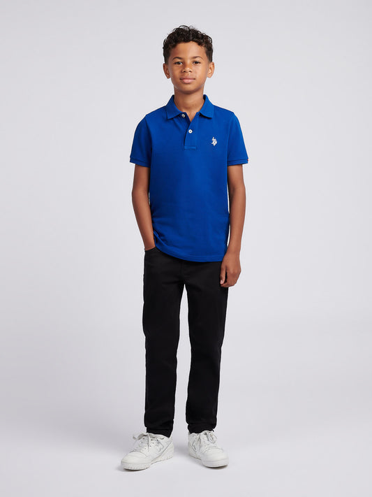 Boys Double Horsemen Polo Shirt in Sodalite Blue