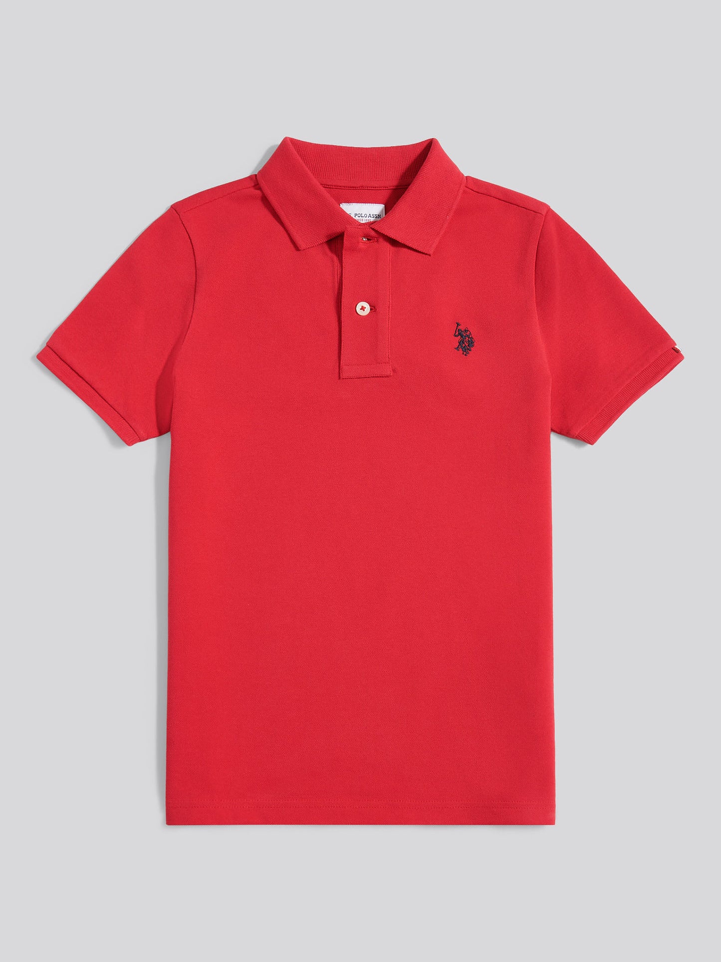 Boys Double Horsemen Polo Shirt in Haute Red
