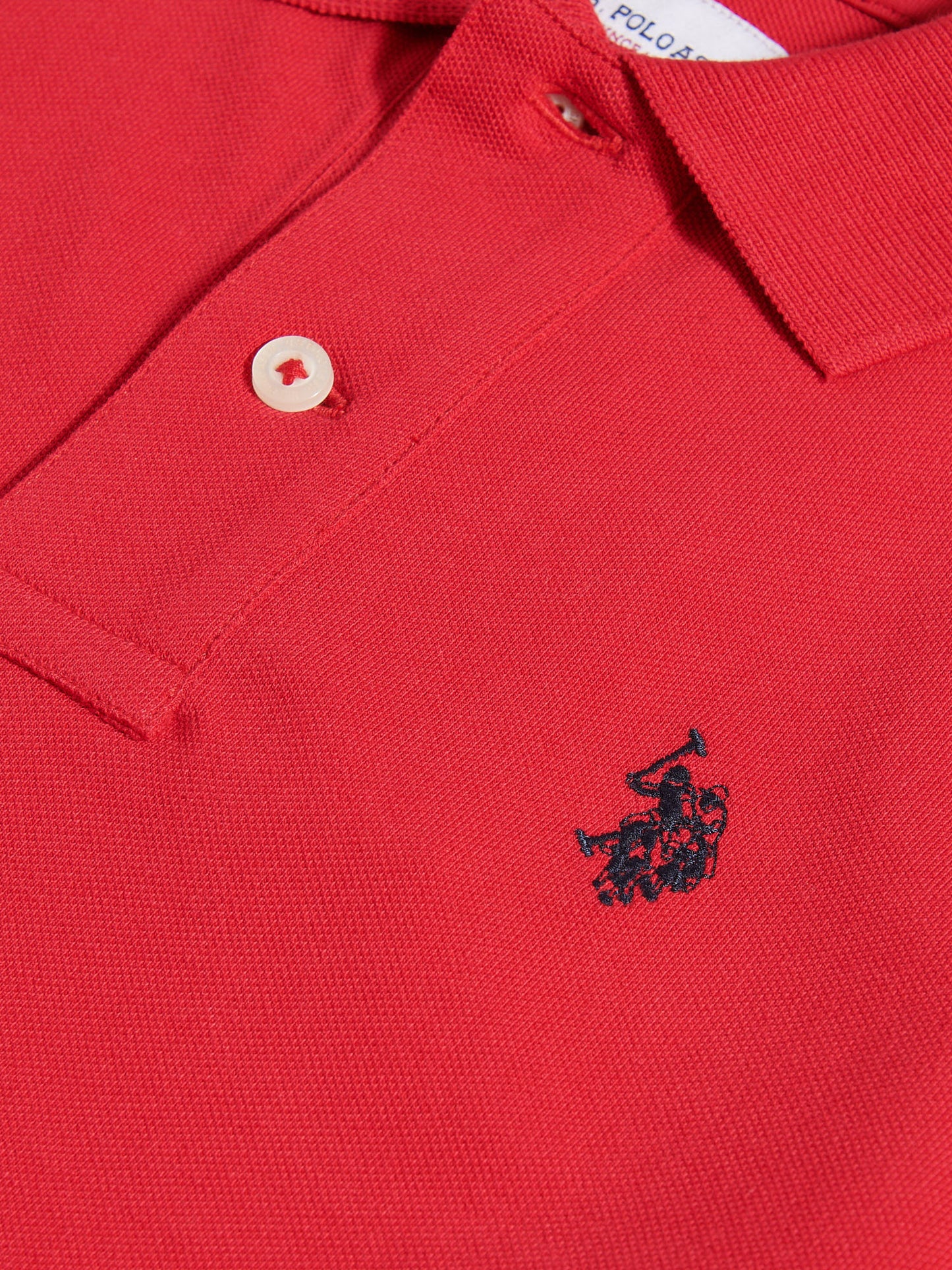 Boys Double Horsemen Polo Shirt in Haute Red