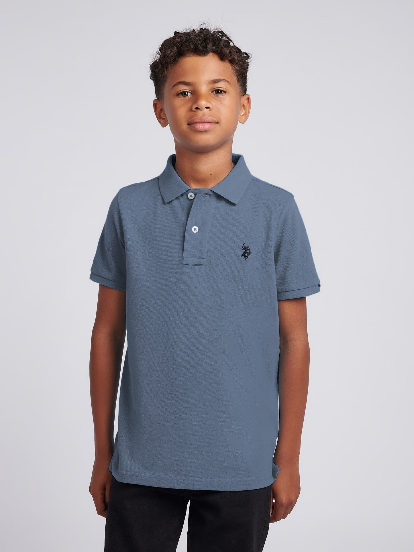 Boys Double Horsemen Polo Shirt in Vintage Indigo