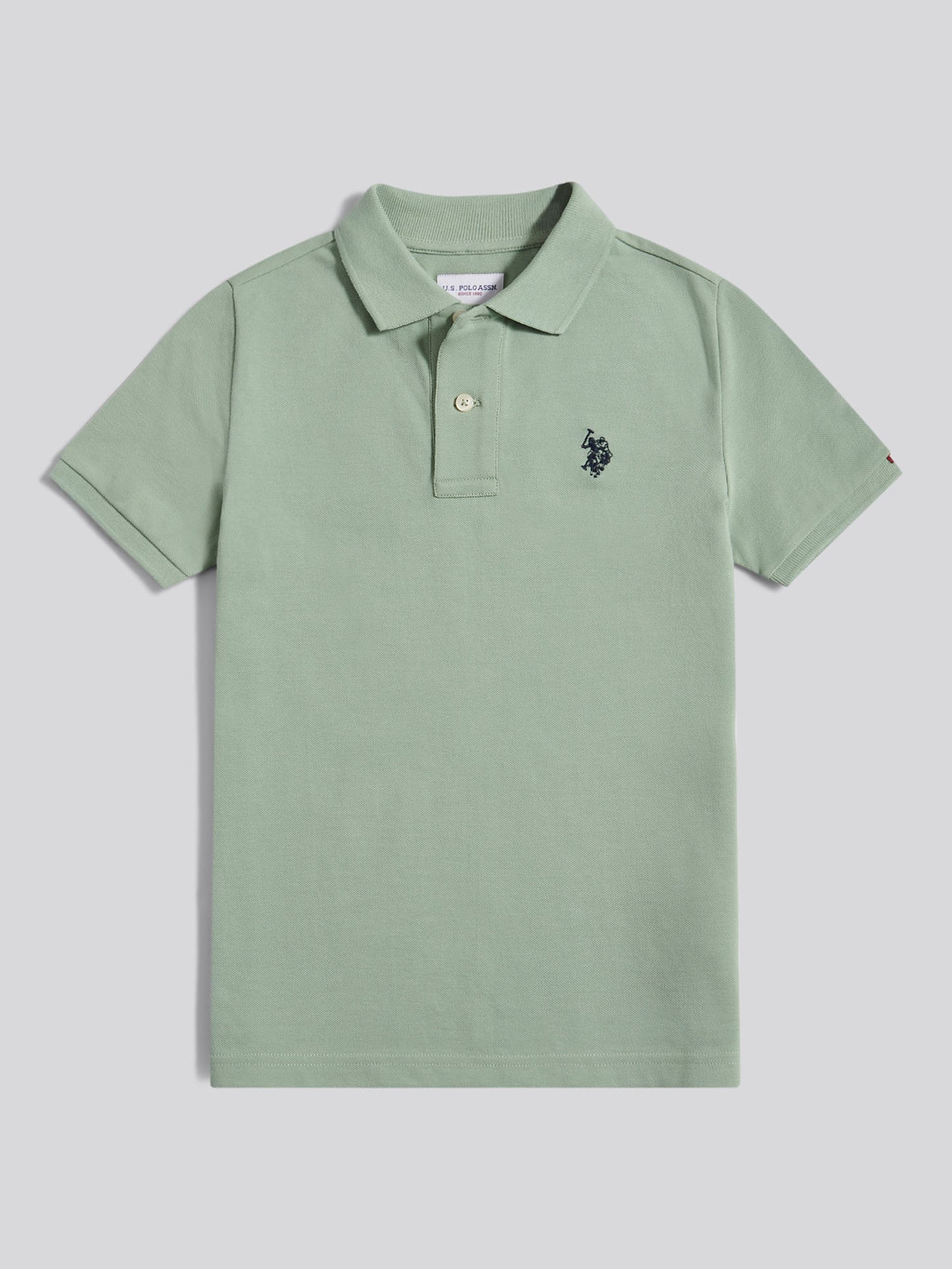 Boys Double Horsemen Polo Shirt in Iceberg Green