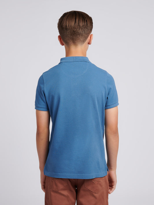 Boys Double Horsemen Polo Shirt in Blue Horizon
