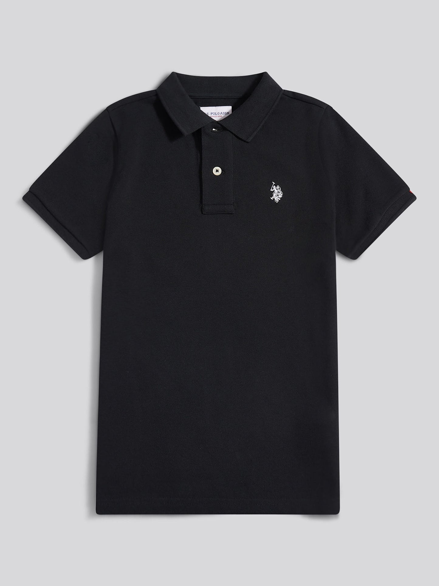 Boys Double Horsemen Polo Shirt in Black Bright White DHM