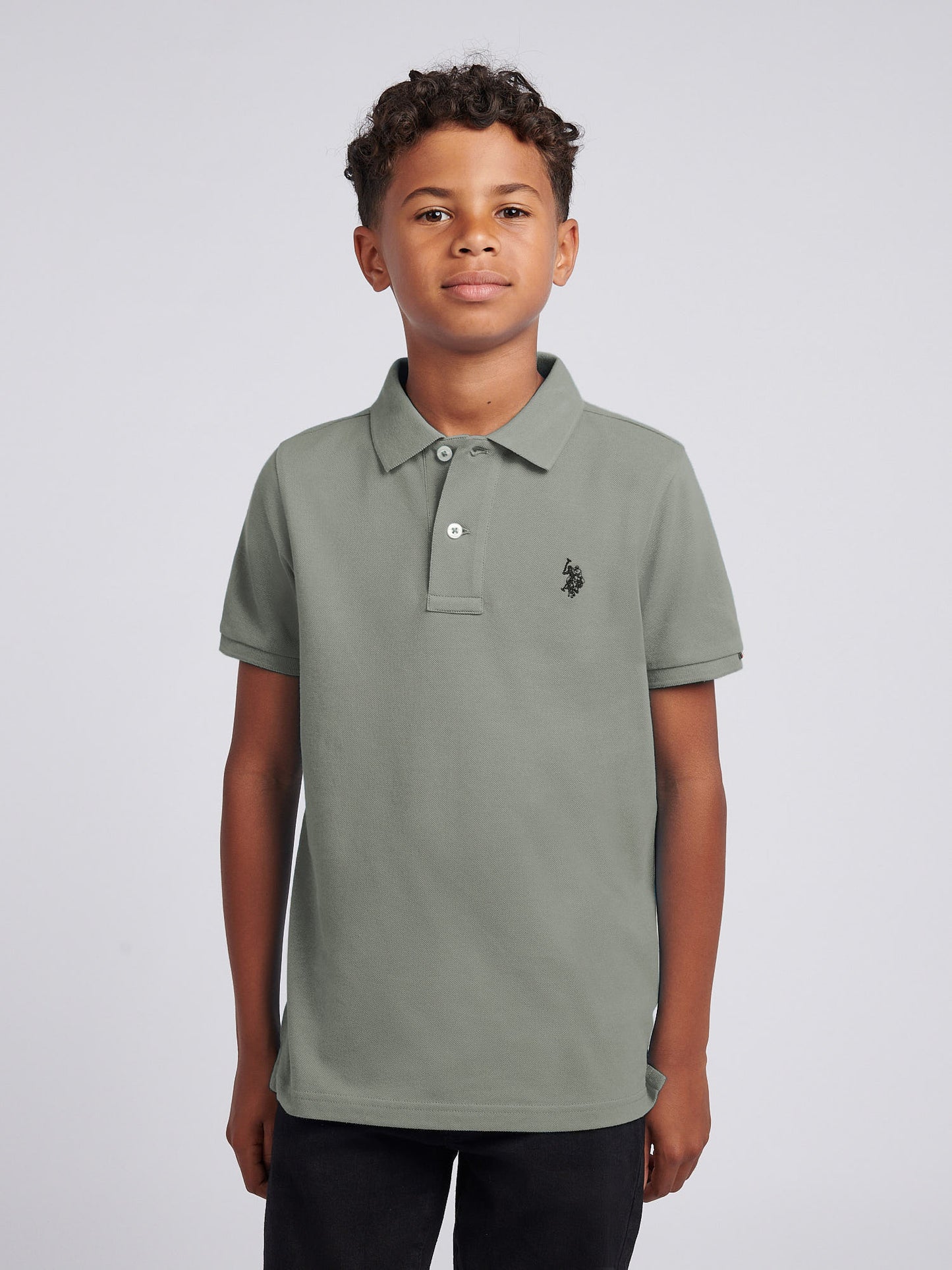 Boys Double Horsemen Polo Shirt in Mulled Basil
