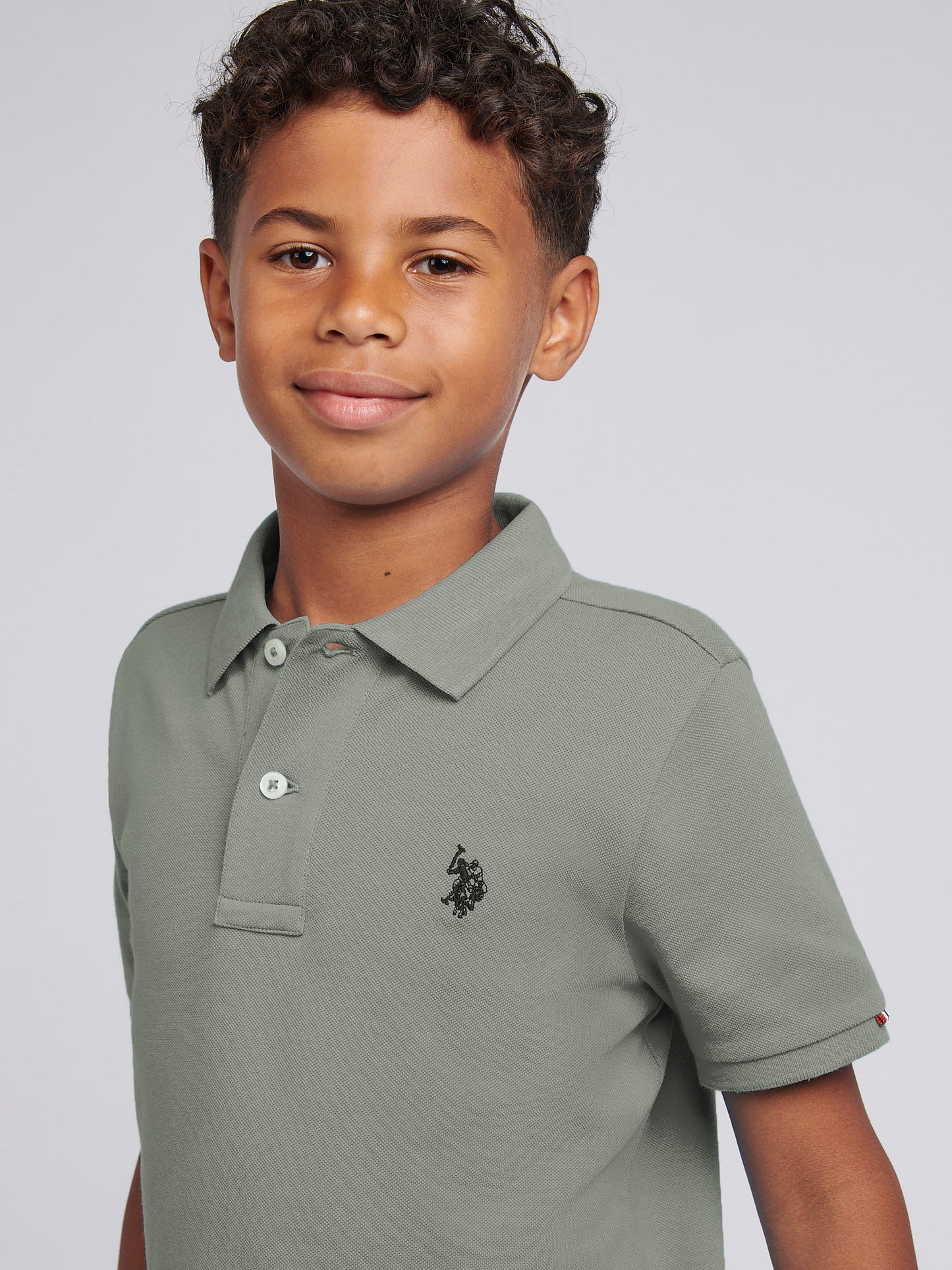 Boys Double Horsemen Polo Shirt in Mulled Basil