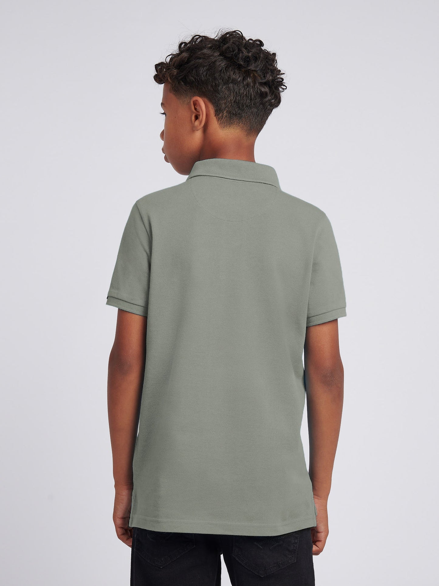 Boys Double Horsemen Polo Shirt in Mulled Basil