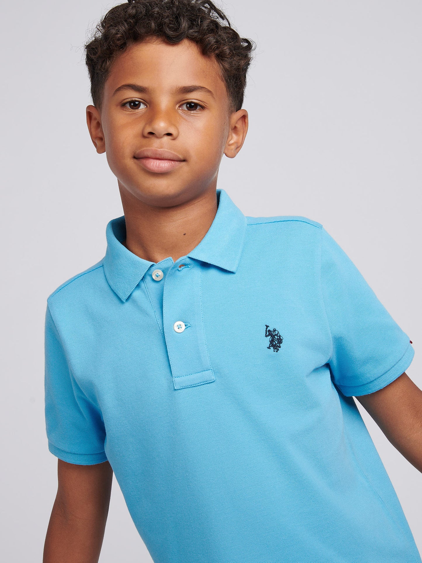 Boys Double Horsemen Polo Shirt in Heritage Blue