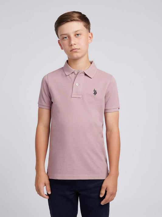 Boys Double Horsemen Polo Shirt in Elderberry