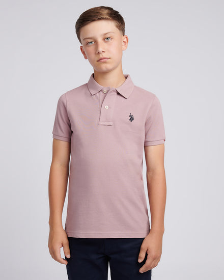 Boys Double Horsemen Polo Shirt in Elderberry