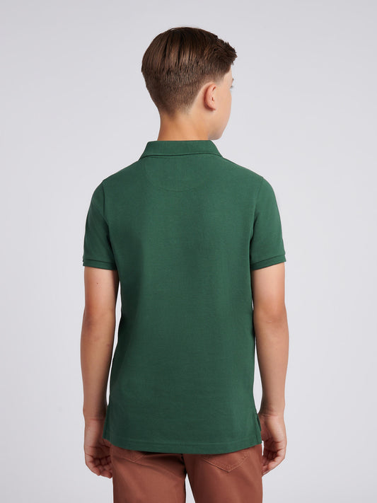 Boys Double Horsemen Polo Shirt in Pineneedle