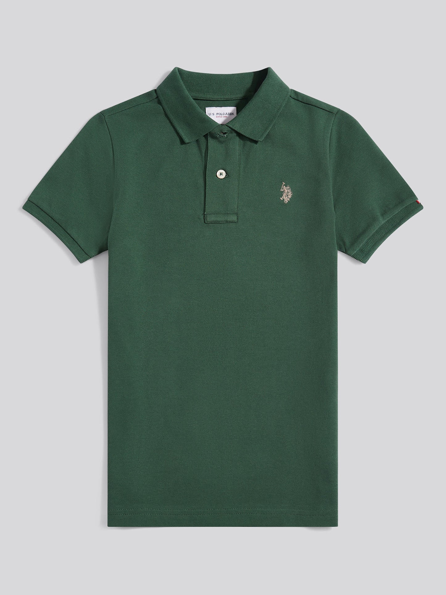 Boys Double Horsemen Polo Shirt in Pineneedle