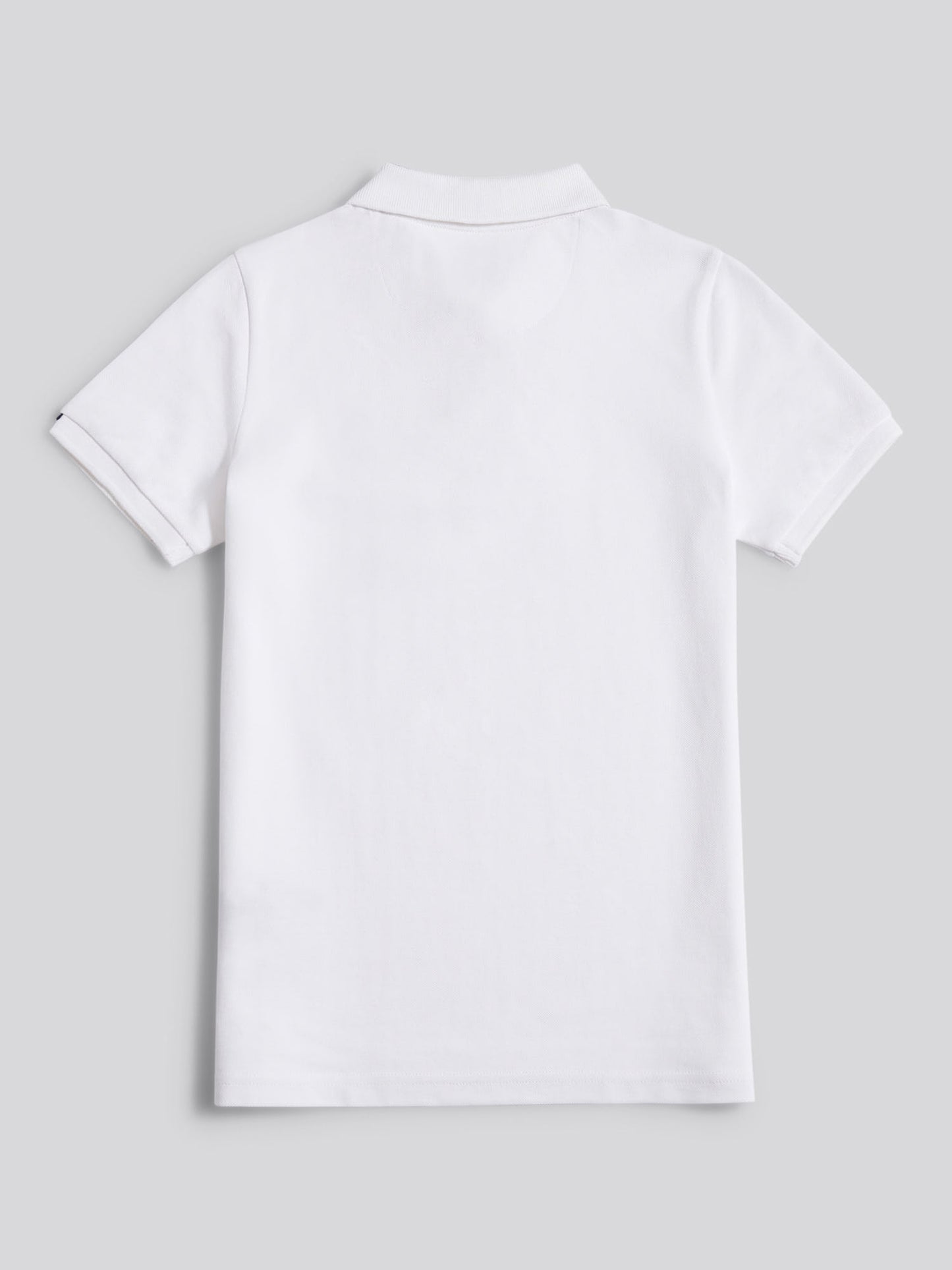 Boys Double Horsemen Polo Shirt in White / Dark Sapphire Navy DHM