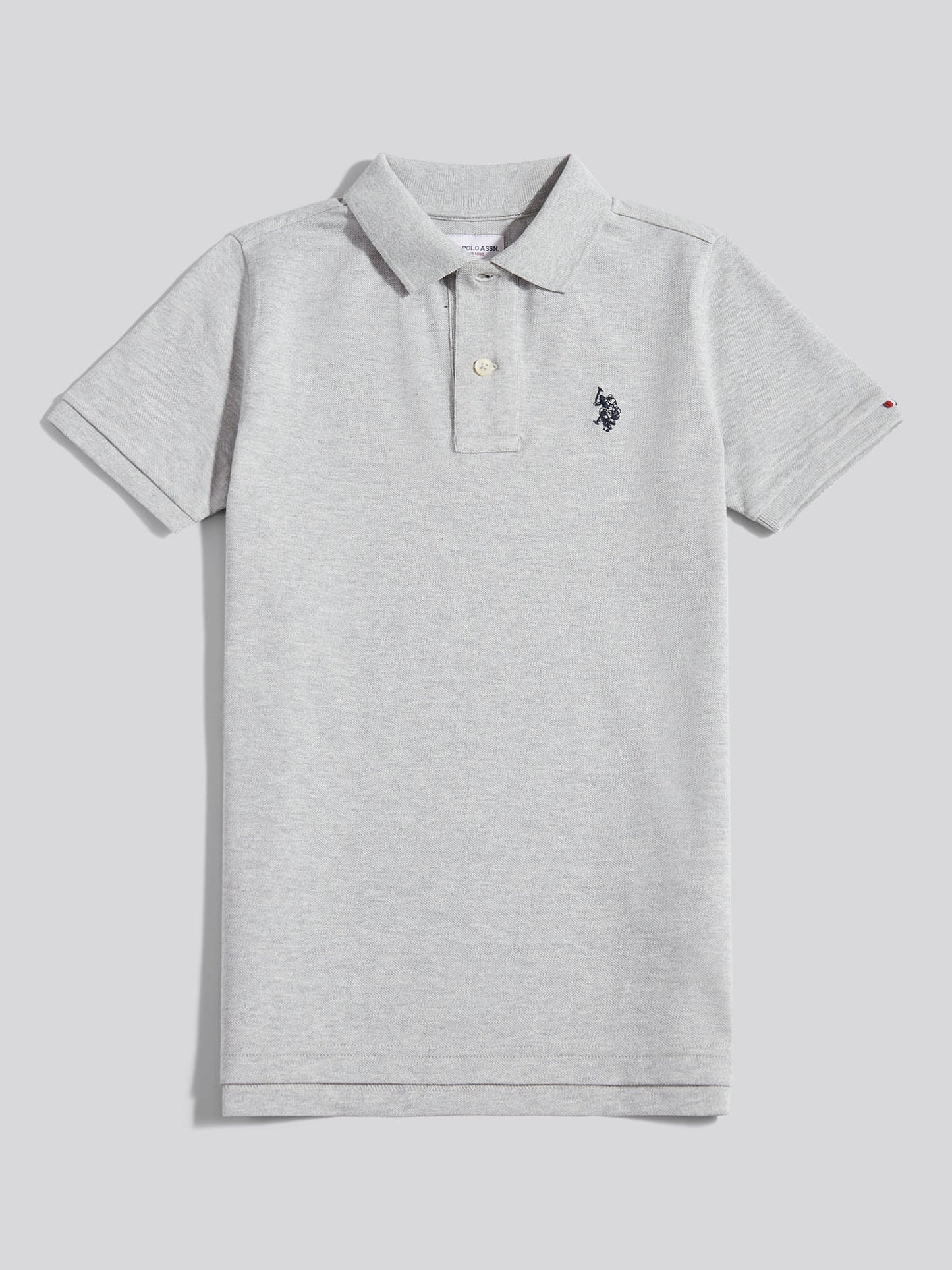 Boys Double Horsemen Polo Shirt in Mid Grey Marl