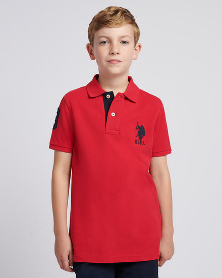 Boys Player 3 Polo Shirt in Haute Red