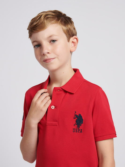 Boys Player 3 Polo Shirt in Haute Red