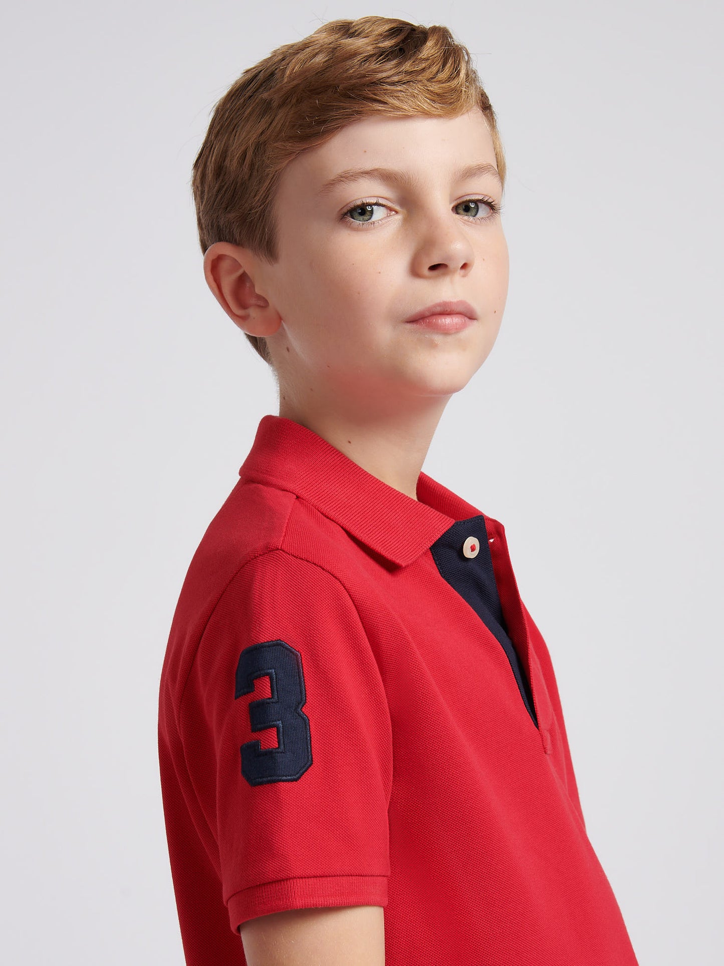 Boys Player 3 Polo Shirt in Haute Red