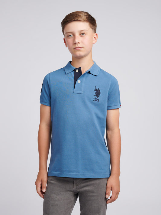 Boys Player 3 Polo Shirt in Blue Horizon